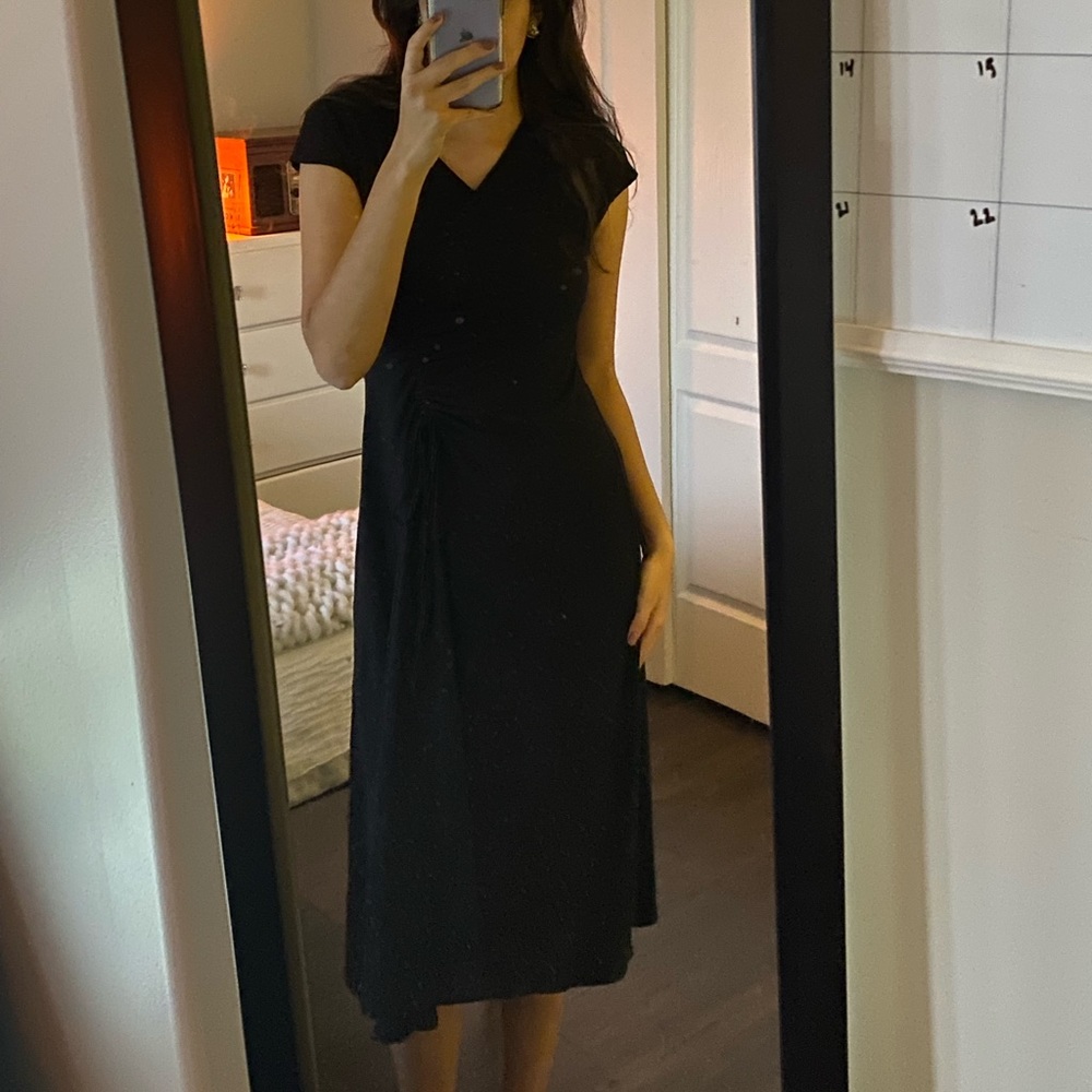 Black scrunch tie dress